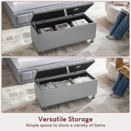 Lassic Vida Designs Valencia Storage Ottoman Light Grey Linen Storage Ukfr Bench Chest Bedroom Living Room  - thumbnail 4