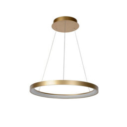 Lucide Vidal Modern Pendant Light 58Cm - Led Dim. - 1X48W 2700K - Matt Gold, Brass - thumbnail 3