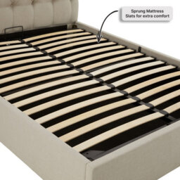 The Furniture Market Chesterfield Button 6Ft Super King Size Storage Ottoman Bed Natural Linen Fabric - thumbnail 8