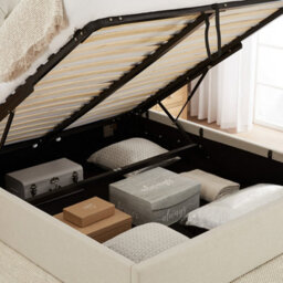 The Furniture Market Chesterfield Button 6Ft Super King Size Storage Ottoman Bed Natural Linen Fabric - thumbnail 3