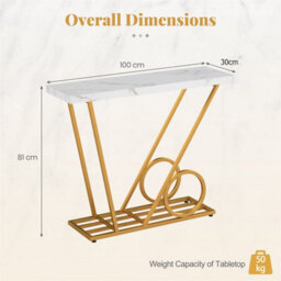 100Cm Console Table With Metal Frame Faux Marble Finish Accent Table - thumbnail 2