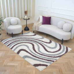 The Rugs Moodi Shaggy Grey/purple Smokeberry Rug Runner Striped Thick High Pile For Living Rooms, Bedrooms, Hallways, Kitchens - thumbnail 8