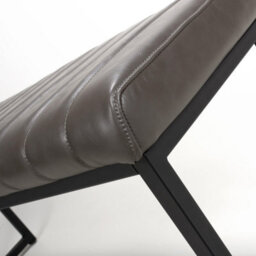 Hudson Brownish Grey Leather Effect Bench - Black Metal Frame - thumbnail 3