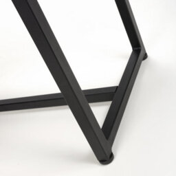Hudson Brownish Grey Leather Effect Bench - Black Metal Frame - thumbnail 7