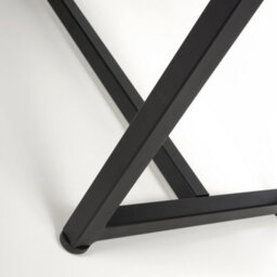 Hudson Brownish Grey Leather Effect Bench - Black Metal Frame - thumbnail 6