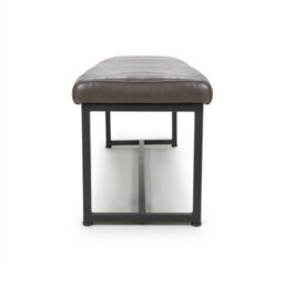 Hudson Brownish Grey Leather Effect Bench - Black Metal Frame - thumbnail 5
