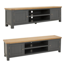 The Furniture Market Marbury Slate Grey Painted Extra Large Widescreen Tv Unit Stand Up To 80 Tv Size - thumbnail 4