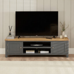 The Furniture Market Marbury Slate Grey Painted Extra Large Widescreen Tv Unit Stand Up To 80 Tv Size