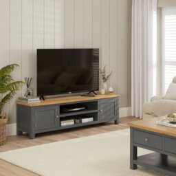 The Furniture Market Marbury Slate Grey Painted Extra Large Widescreen Tv Unit Stand Up To 80 Tv Size - thumbnail 3