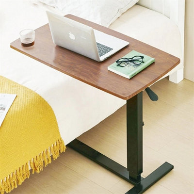 Heavy Duty C Shaped Mobile Table Sofa Over Bed Side Nightstand W/ Casters, Brown - image 1