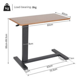 Heavy Duty C Shaped Mobile Table Sofa Over Bed Side Nightstand W/ Casters, Brown - thumbnail 2