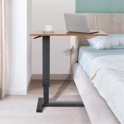 Heavy Duty C Shaped Mobile Table Sofa Over Bed Side Nightstand W/ Casters, Brown - thumbnail 6