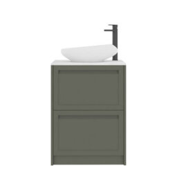 Royal Bathrooms Royal Bathroom Elmore 600mm Matt Green Freestanding Countertop Bathroom Vanity Unit 2 Drawer With Nova Basin - thumbnail 7