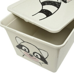 B2C Toy Storage Box Tub Lid Kids Bedroom Organizer Pastel Cute Animal Chest Bin White Racoon 30L - thumbnail 4