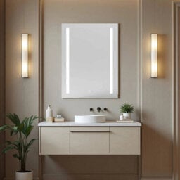Sline 500X700mm Wall Mounted Metal Bathroom Mirror Cabinet With White Lights And Shaver Socket Ip44