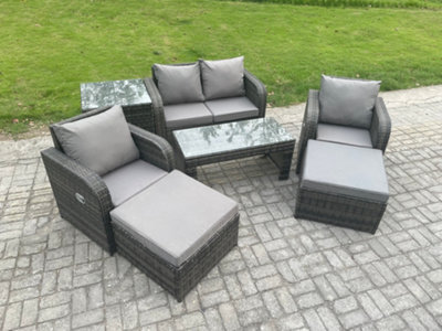 Fimous Outdoor Lounge Sofa Set Wicker Pe Rattan Garden Furniture Set With Reclining Chair Coffee Table Side Table - image 1