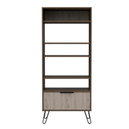 Core Products Nevada Large Display Bookcase With Storage Area - Grey & Bleached Oak Effect, H171.2Cm X W72.3Cm X D38.0Cm - thumbnail 2