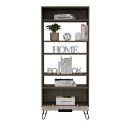Core Products Nevada Large Display Bookcase With Storage Area - Grey & Bleached Oak Effect, H171.2Cm X W72.3Cm X D38.0Cm - thumbnail 6