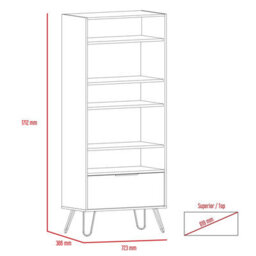 Core Products Nevada Large Display Bookcase With Storage Area - Grey & Bleached Oak Effect, H171.2Cm X W72.3Cm X D38.0Cm - thumbnail 5