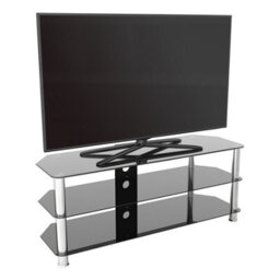 "Avf Classic 1.25M Glass Tv Stand With Cable Management, For Tvs Up To 60"" - Black/chrome" - thumbnail 4