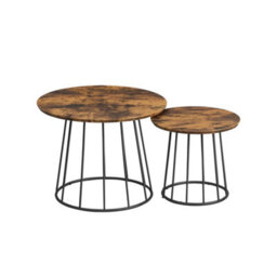 FURNOLD Set Of 2 Industrial Coffee Centre Accent Tables - thumbnail 3