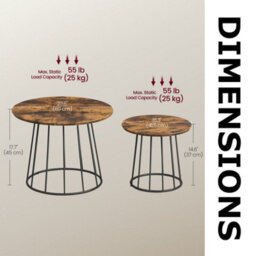 FURNOLD Set Of 2 Industrial Coffee Centre Accent Tables - thumbnail 7