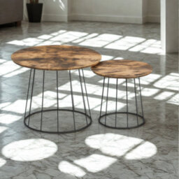FURNOLD Set Of 2 Industrial Coffee Centre Accent Tables - thumbnail 4