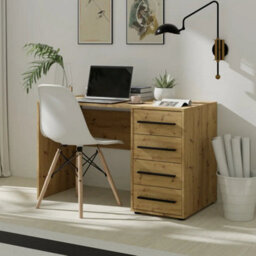Arte Maxione 01 Desk 120Cm - Oak Artisan, Warm Four-Drawer Home Office Desk - thumbnail 1