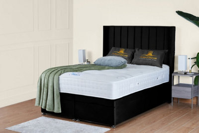 UKBEDFURNITURE Victoria Plush Black End Opening Divan Ottoman Bed With 54 Inch Headboard - image 1