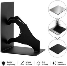 CKB Ltd Heart Hands Silhouette Bookend Set For Shelf Display (Black) - thumbnail 5