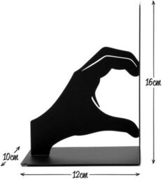 CKB Ltd Heart Hands Silhouette Bookend Set For Shelf Display (Black) - thumbnail 6