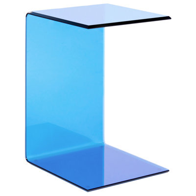 Beliani Side Table Lourdes Tempered Glass Blue - image 1