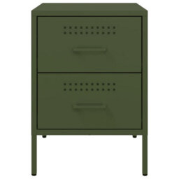 Berkfield Bedside Cabinets 2 Pcs Olive Green 36X39X50.5 Cm Steel - thumbnail 6