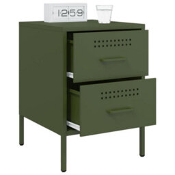 Berkfield Bedside Cabinets 2 Pcs Olive Green 36X39X50.5 Cm Steel - thumbnail 4