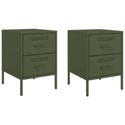 Berkfield Bedside Cabinets 2 Pcs Olive Green 36X39X50.5 Cm Steel - thumbnail 2