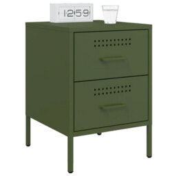 Berkfield Bedside Cabinets 2 Pcs Olive Green 36X39X50.5 Cm Steel - thumbnail 3