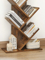 LEDREM Tree Bookshelf, 9-Tier Floor Standing Bookcase, Space-Saving Corner Shelf, With Wooden Shelves For Bedroom - thumbnail 4