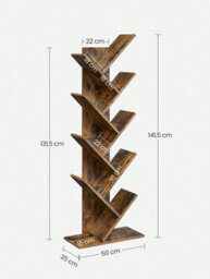 LEDREM Tree Bookshelf, 9-Tier Floor Standing Bookcase, Space-Saving Corner Shelf, With Wooden Shelves For Bedroom - thumbnail 6