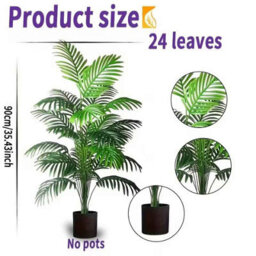 2Pcs Artificial Areca Palm Trees 24 Leaves, Realistic Indoor Decoration - thumbnail 2