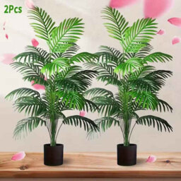2Pcs Artificial Areca Palm Trees 24 Leaves, Realistic Indoor Decoration - thumbnail 3