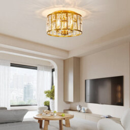Harper Living 3-Light Flush Ceiling Lights, Crystal Ceiling Lamp Brass Finish, 30Cm Modern Chandelier Lighting - thumbnail 3