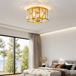 Harper Living 3-Light Flush Ceiling Lights, Crystal Ceiling Lamp Brass Finish, 30Cm Modern Chandelier Lighting - thumbnail 2