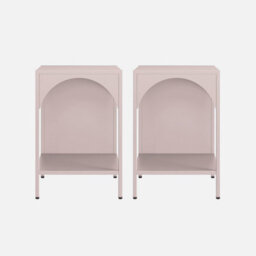 Sweeek - Set Of 2 Bedside Tables Industrial-Style Steel Pink 35X35X52 Cm - Soho - thumbnail 3
