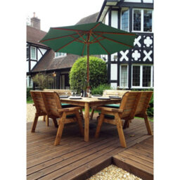 Marlborough Traditional Eight Seater Table Set With 4 X Green Bench Cushion, 1 X Green Parasol & Base & 1 X Cushion Storage Bag - thumbnail 3