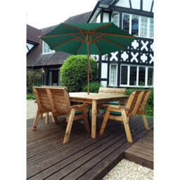 Marlborough Traditional Eight Seater Table Set With 4 X Green Bench Cushion, 1 X Green Parasol & Base & 1 X Cushion Storage Bag - thumbnail 2