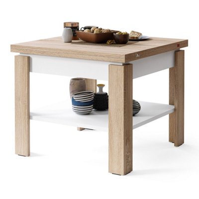 Heze Furniture Leo Modern Extending Coffee Table - Sonoma Oak & White - image 1