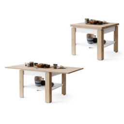 Heze Furniture Leo Modern Extending Coffee Table - Sonoma Oak & White - thumbnail 4