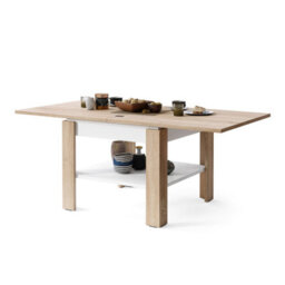Heze Furniture Leo Modern Extending Coffee Table - Sonoma Oak & White - thumbnail 5