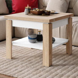 Heze Furniture Leo Modern Extending Coffee Table - Sonoma Oak & White - thumbnail 2