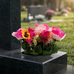 Urbn-Living Pink Pansy & Rose Set Of 2 Artificial Silk Flower Grave Pot Memorial Arrangement Graveside Cemetery - thumbnail 5